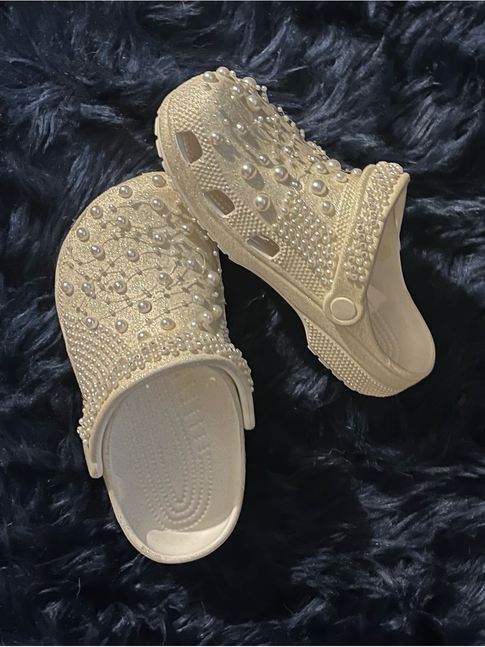 Pearl-Embellished Cream Comfort Clogs - Women's